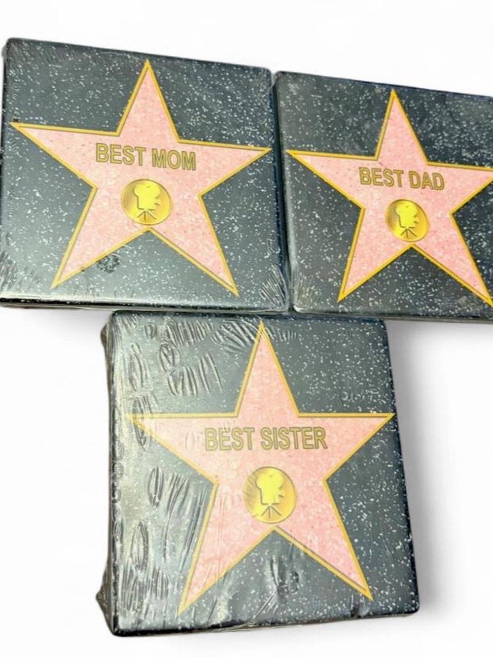 Best Mom/Best Dad/Best Sister Hollywood Star Coasters - Gift Set